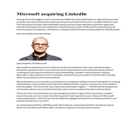 Microsoft acquiring LinkedIn
