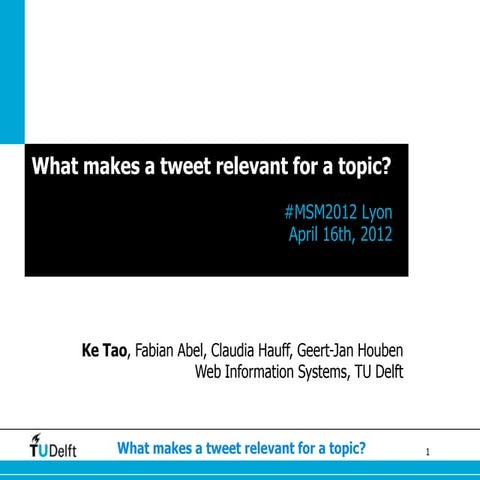 What makes a tweet relevant for a topic?