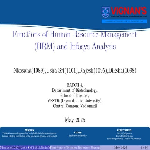 Unlocking Success: An In-Depth Analysis of HRM Functions at Infosys