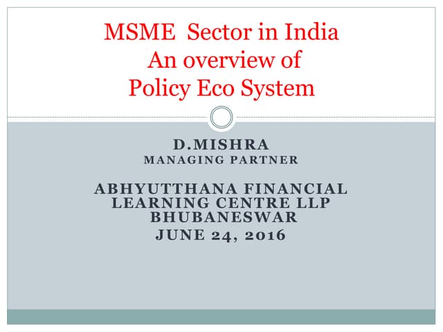 Msme brief note | PDF