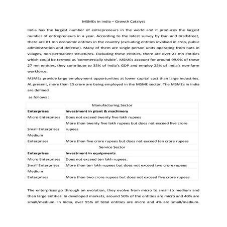 MSMEs in India Growth Catalyst