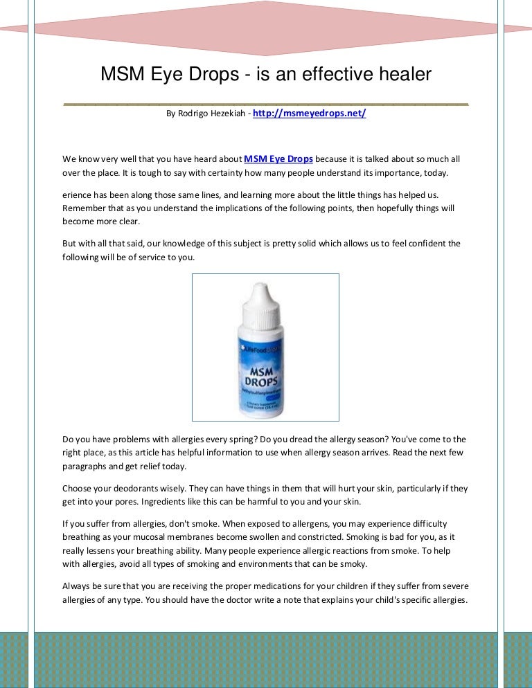 Msm eye drops