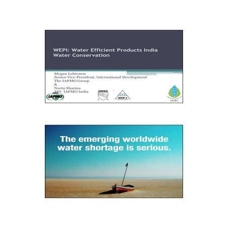 Presentation on Water Conservation, Water Efficient Products in India