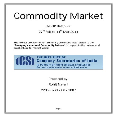 Msop batch 9 commodity market project