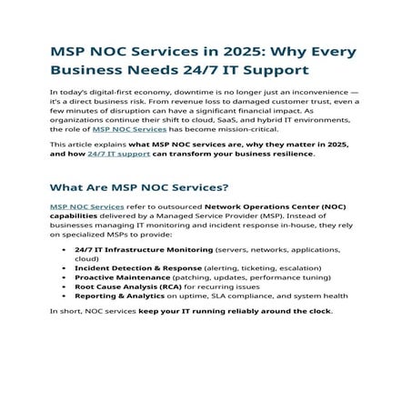 MSP NOC Services in 2025 Why Every Business Needs 247 IT Support.docx