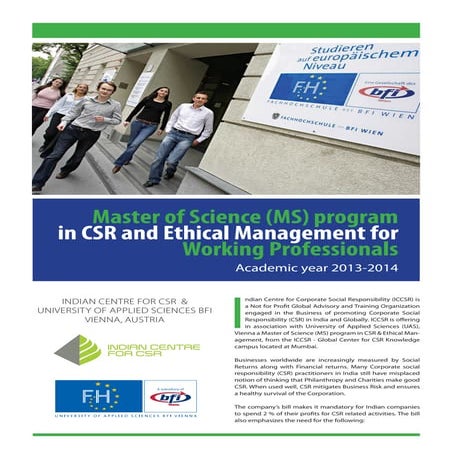 Ms program in csr and ethical mgt working professionals