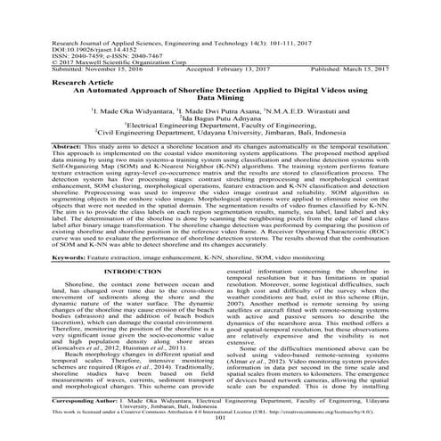 An Automated Approach of Shoreline Detection Applied to Digital Videos using ...