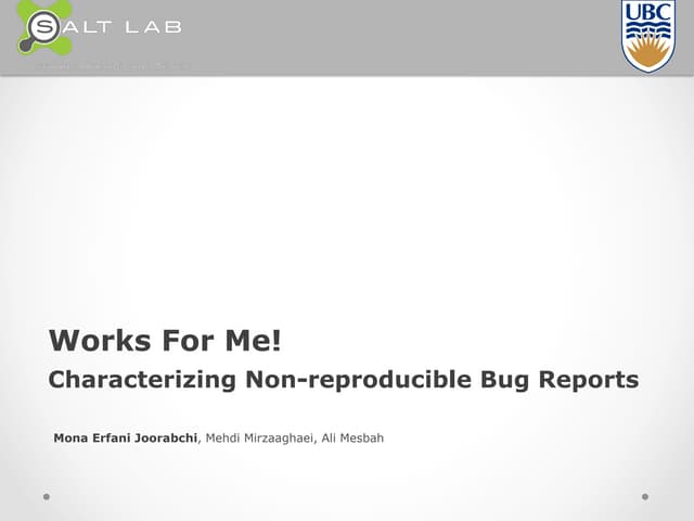 Works For Me! Characterizing Non-Reproducible Bug Reports