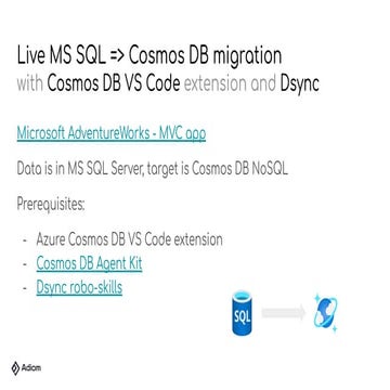 Live Migration from MS SQL Server to Cosmos DB Using VS Code and Dsync ...