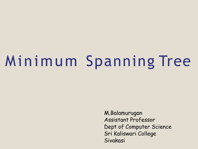 Minimum Spanning Tree | PPT