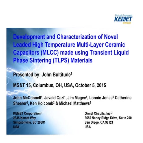 Development of Transient Liquid Phase Sintering (TLPS) for MLCCs