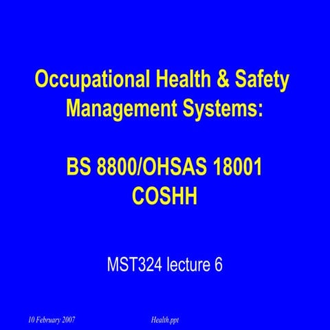 Management system of health and safety.