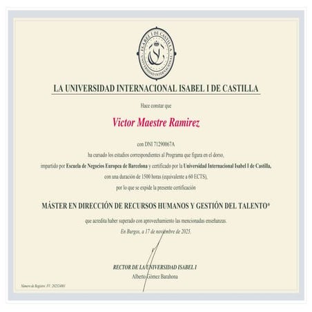 Máster en Dirección de Recursos Humanos y Gestión del Talento