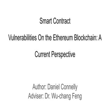 Daniel Connelly Ethereum Smart Contract Master's Thesis