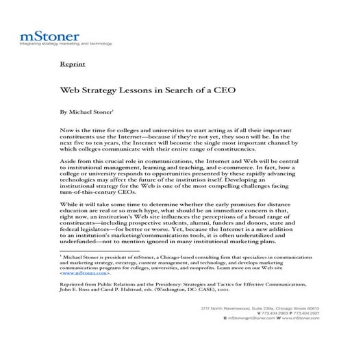 Web Strategy Lessons in Search of a CEO