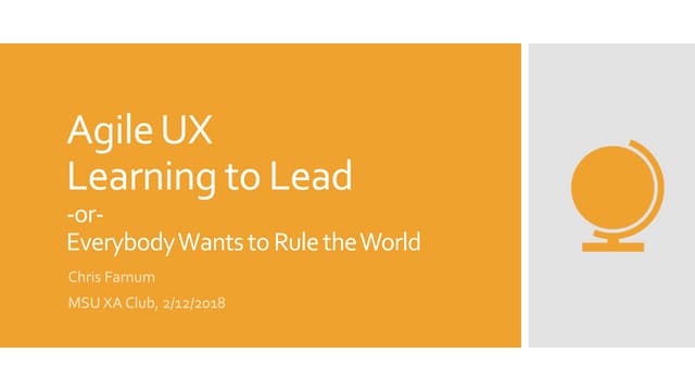 Agile UX - Learning to Lead
