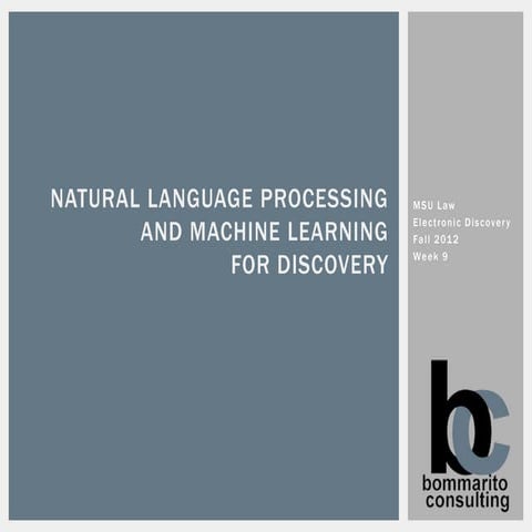 Natural Language Processing and Machine Learning for Discovery | PPT