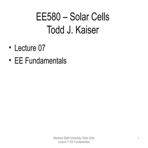Fundamentals of electrical engineering for solar cells | PPT