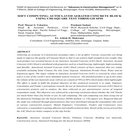 Soft Computing: Autoclaved Aerated Concrete Block using Chi-Square Test throu...