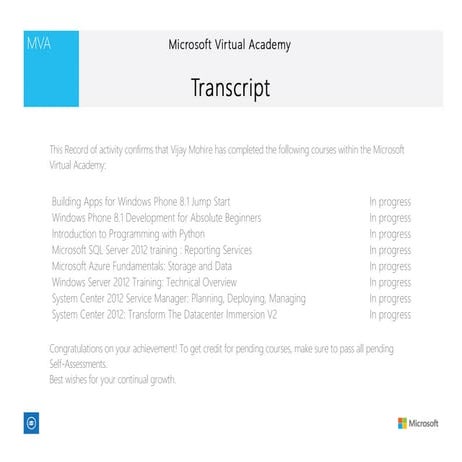 MS Virtual Academy Transcript