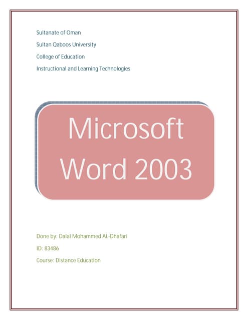 (Ms word2003)
