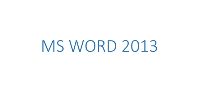 Ms word 2013 Training
