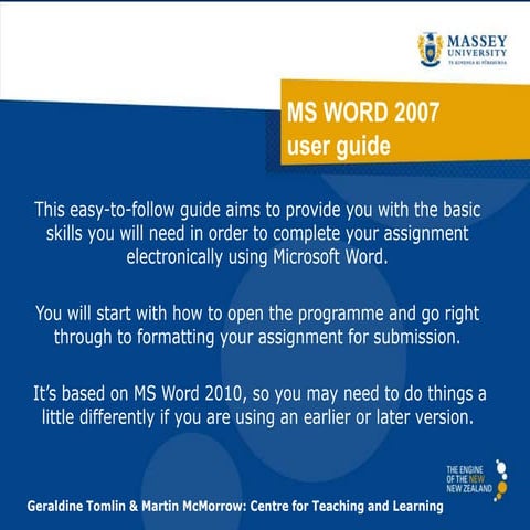 MS Word basics for massey university students