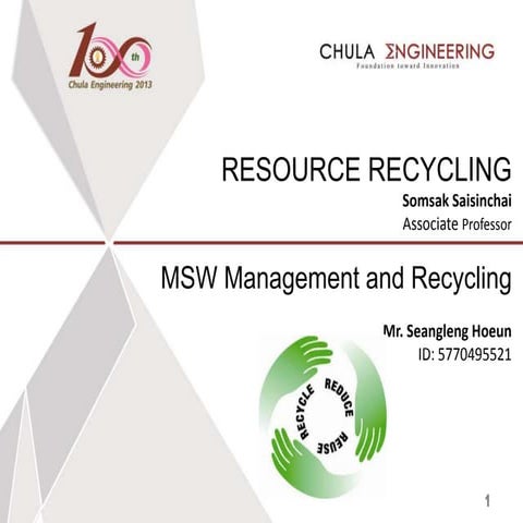 Municipal solid waste management and Recycling | PPTX