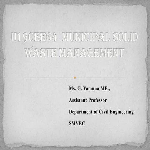 Municipal Solid Waste Management