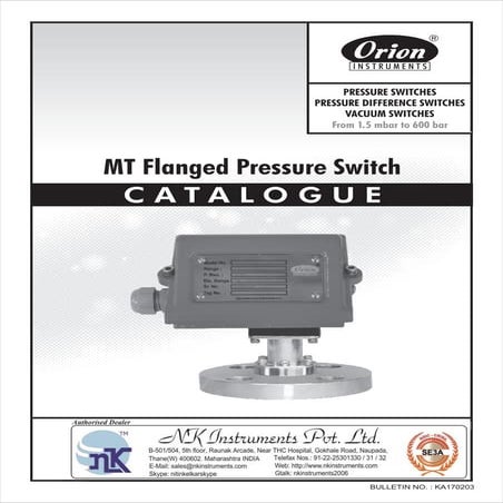 MT Flanged Pressure Switches Supplier in India
