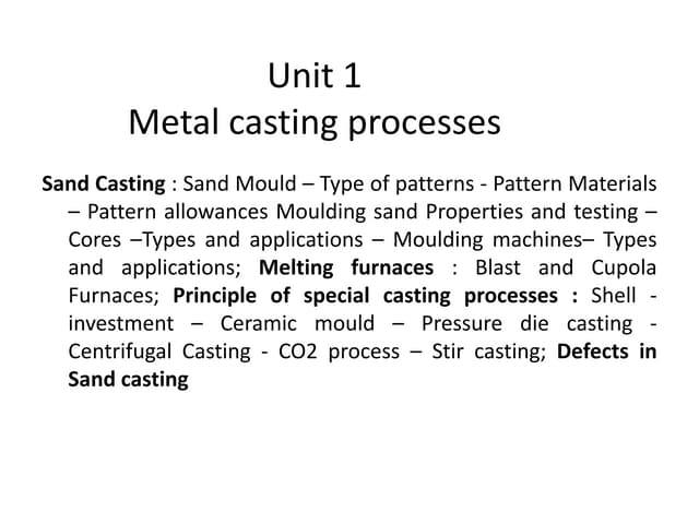Manufacturing Technology unit 1