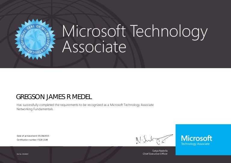 Microsoft Technology Associate Networking Fundamentals Certificate