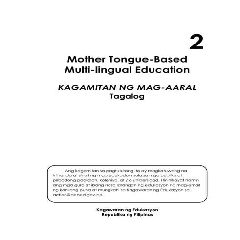 K TO 12 GRADE 2 LEARNING MATERIAL IN Mother Tongue Based (MTB-MLE)