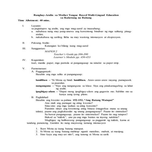 Mother Tongue Based Multilingual Education Grade 2