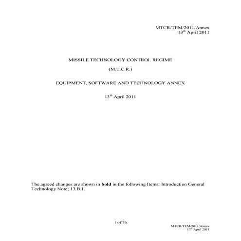 MTCR Technical Annex 2011 Version