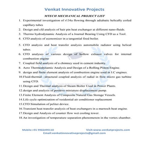 MTECH MECHANICAL PROJECTS LIST FOR .docx