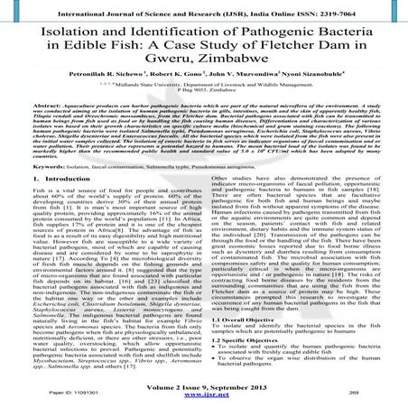 Isolation and Identification of Pathogenic Bacteria in Edible Fish: A ...