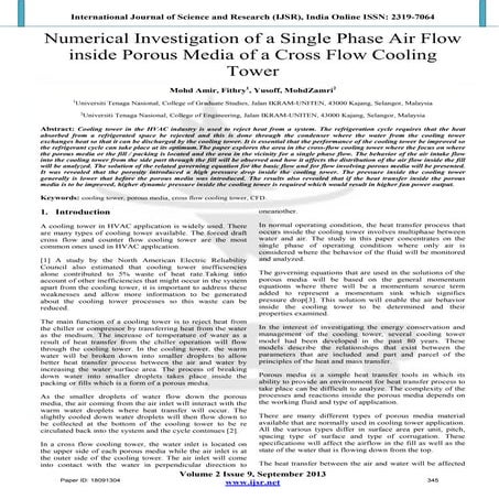 Numerical Investigation of a Single Phase Air Flow inside Porous Media of a C...