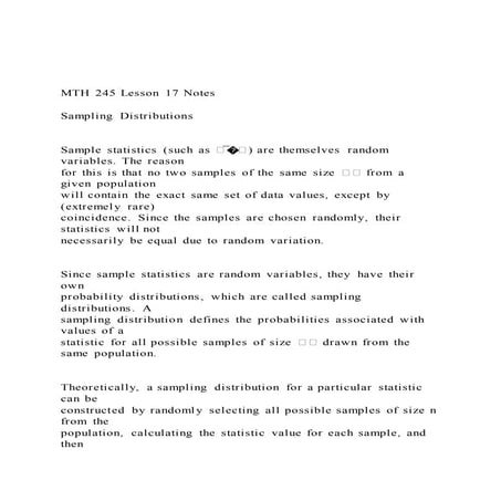 Mth 245 lesson 17 notes  sampling distributions  sam