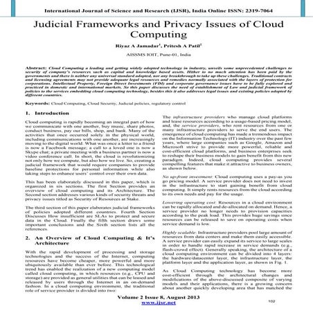 Judicial Frameworks and Privacy Issues of Cloud Computing