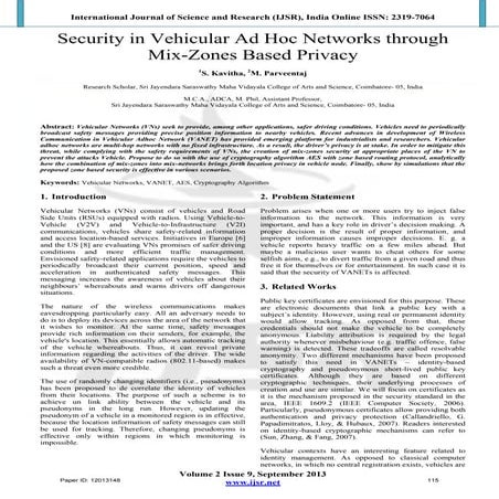 Security in Vehicular Ad Hoc Networks through Mix-Zones Based Privacy