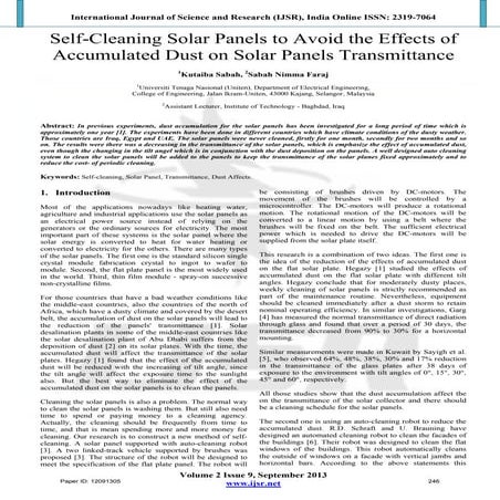 Self-Cleaning Solar Panels to Avoid the Effects of Accumulated Dust on ...