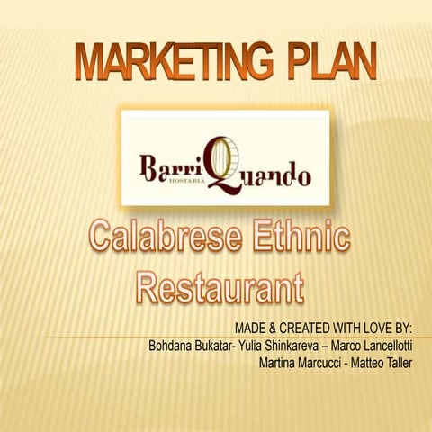 Barriquando: Marketing plan