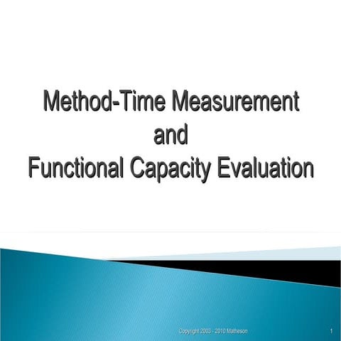 Methods-Time Measurement and Functional Capacity Evaluation 041610