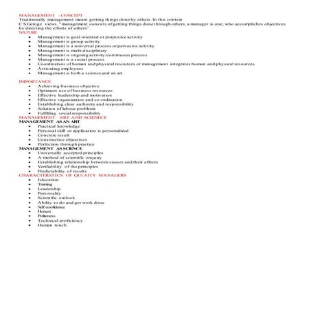 management concept and nature