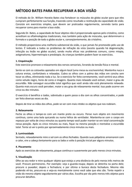 MÉTODO BATES PARA RECUPERAR A BOA V...