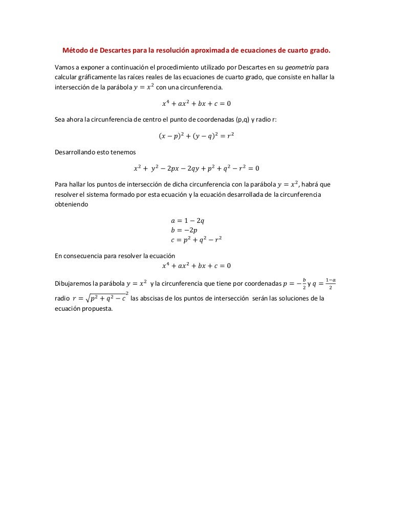 Método de descartes para la resolución aproximada de ecuaciones de cu… Método de descartes para la resolución aproximada de ecuaciones de cu…
