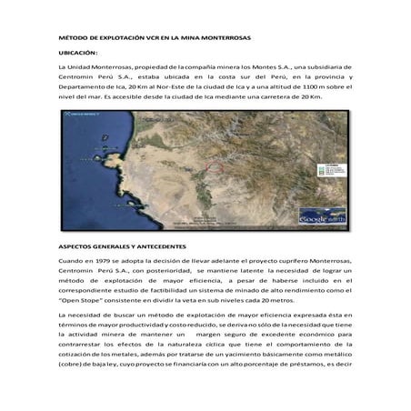 Método de explotación VCR en la mina monterrosas