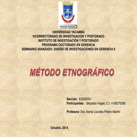 Método etnográfico  betzaida vegas