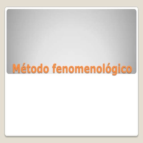 Método fenomenológico